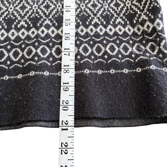 Joie Gray Black Mock Turtleneck Fair Isle Geometric Knit Pullover Sweater Sz XL - Picture 7 of 8